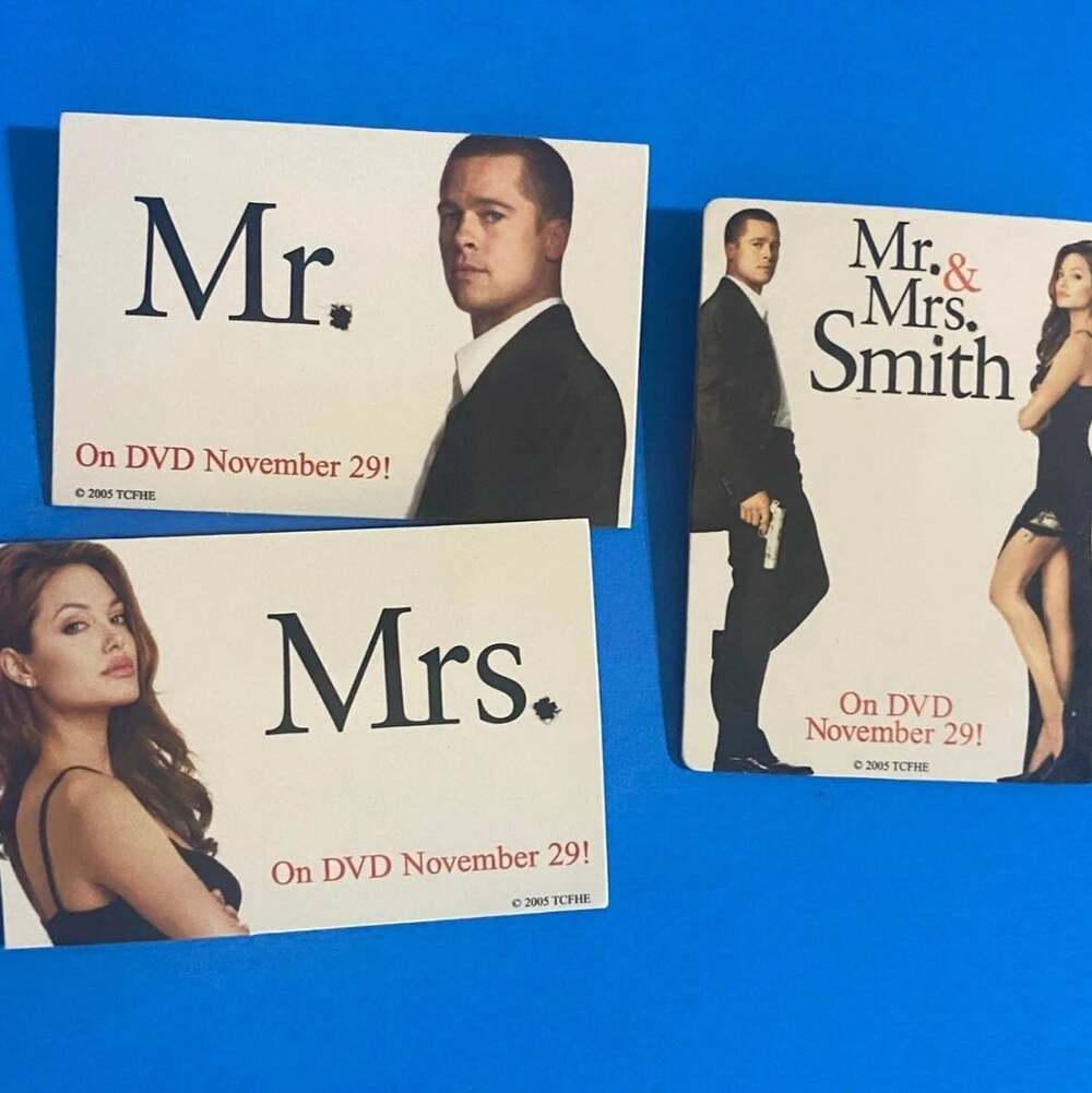NEW Set of 3 Mr. & Mrs. Smith Movie Promo Pins (Angelina Jolie/ Brad Pitt) 2005
